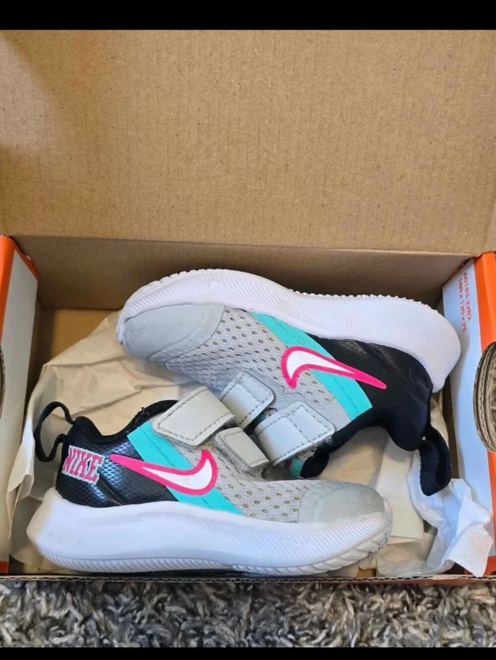 Nike Kids Gray, Teal & Hot Pink Sneakers